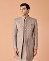 Manyavar Men Walnut Velvet Elegance Indo Western