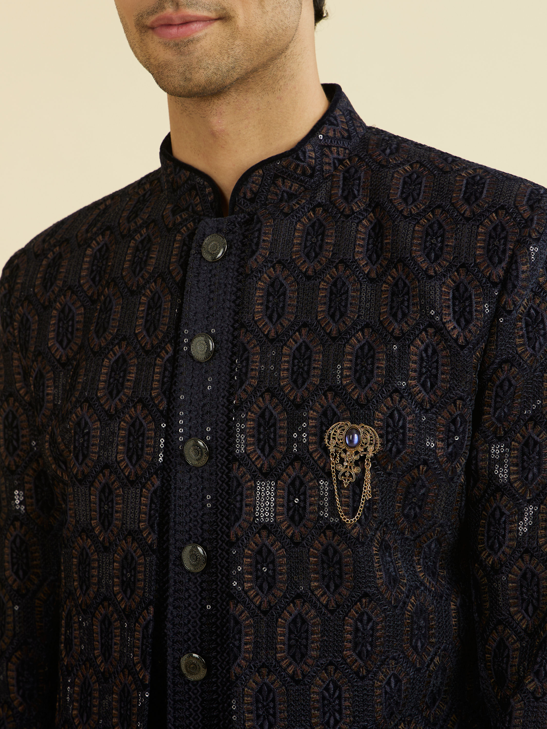 Manyavar Men Midnight Velvet Indo Western