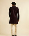 alt message - Manyavar Men Wine Honeycomb Patterned Sequinned Indo western Set image number 3