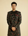 Midnight Black Paisley Patterned Indo Western Set
