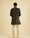 Manyavar Men Midnight Black Paisley Patterned Indo Western Set