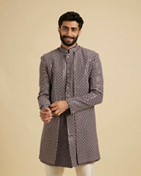 Manyavar Men Serene Blue Viscose Indo Western