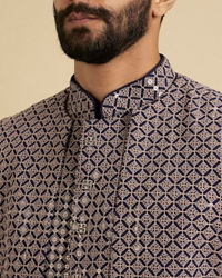 Manyavar Men Serene Blue Viscose Indo Western