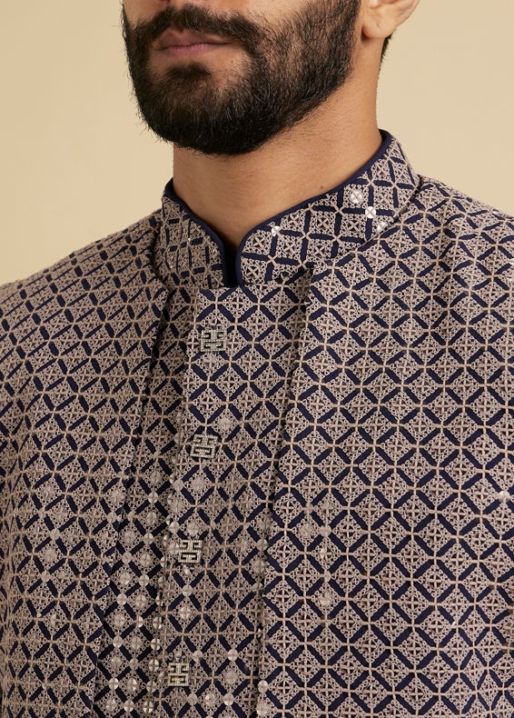 Manyavar Men Serene Blue Viscose Indo Western