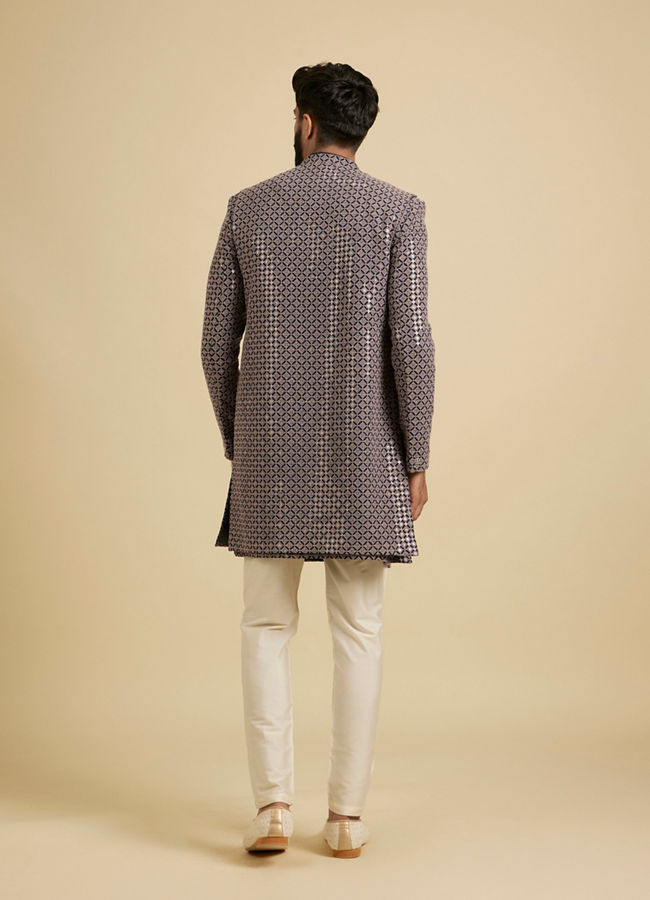 Manyavar Men Serene Blue Viscose Indo Western