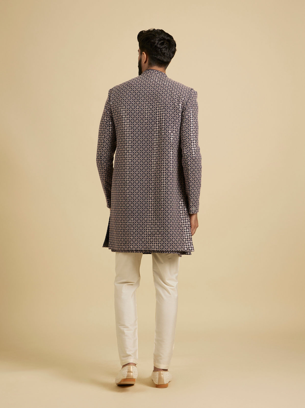 Manyavar Men Serene Blue Viscose Indo Western