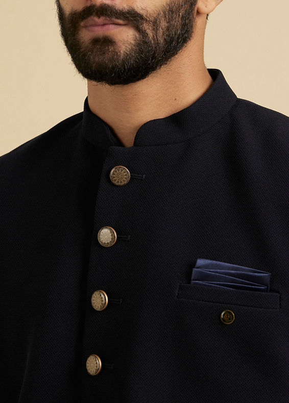 Manyavar Men Beaming Dark Blue Indo Western