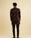 Manyavar Men Ebony Black Indo Western Set with Fish Scale Pattern image number 4