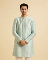 Manyavar Men Blue Brocade Ceremony Extravagance Indo Western