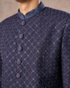 Manyavar Men Lustrous Dark Blue Cotton Indo Western