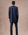 Manyavar Men Lustrous Dark Blue Cotton Indo Western