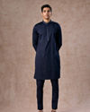 Manyavar Men Regal Blue Brocade Indo Western