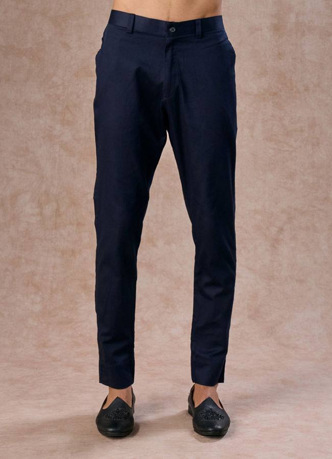 Manyavar Men Regal Blue Brocade Indo Western