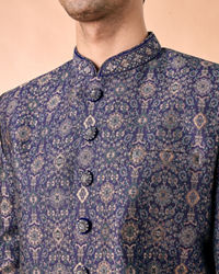 Manyavar Men Splendid Sapphire Brocade Indo Western