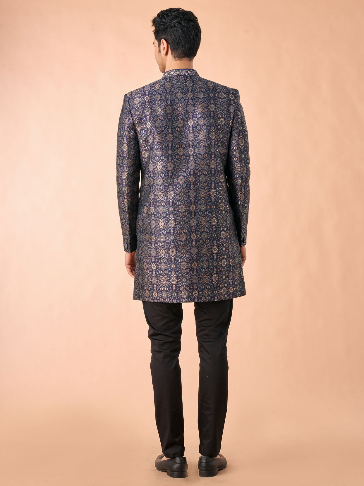 Manyavar Men Splendid Sapphire Brocade Indo Western
