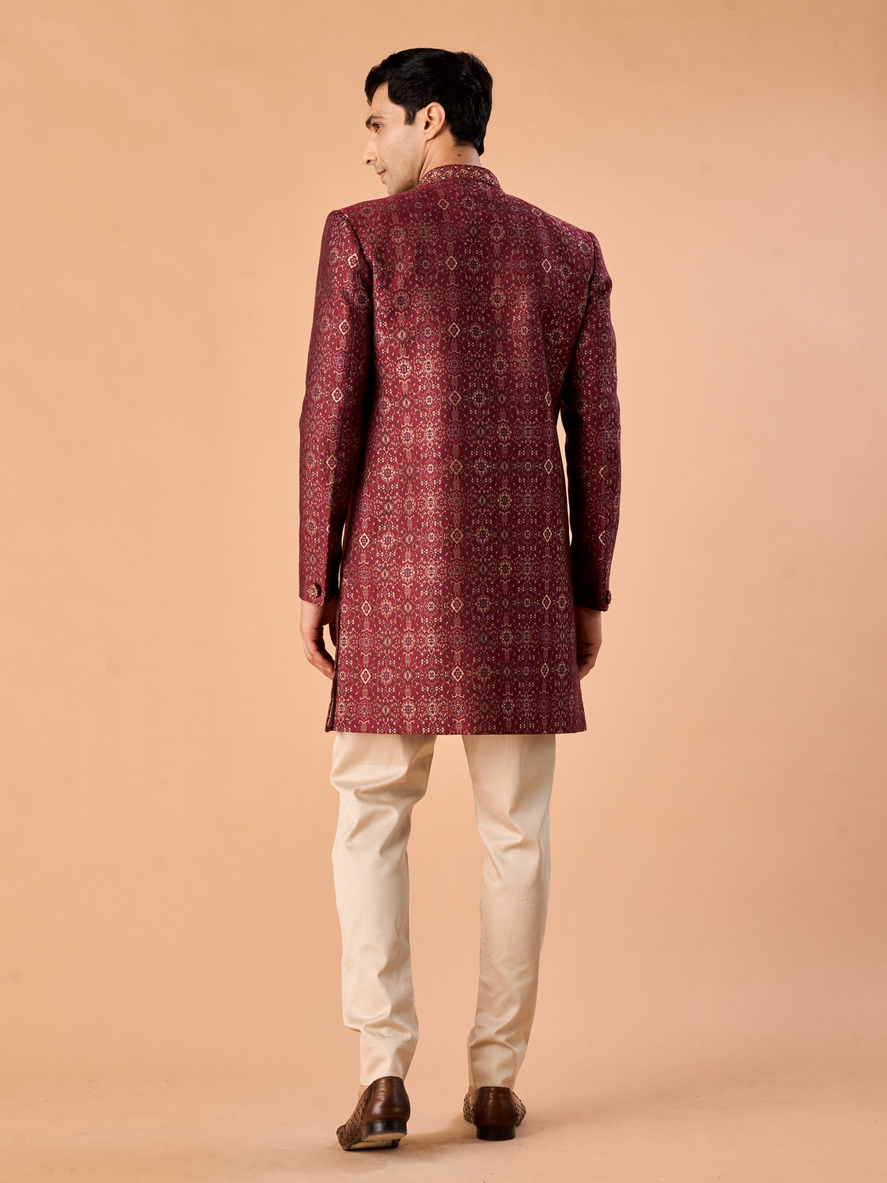 Manyavar Men Maroon Majesty Indo Western