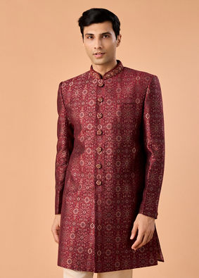 Manyavar Men Maroon Majesty Indo Western