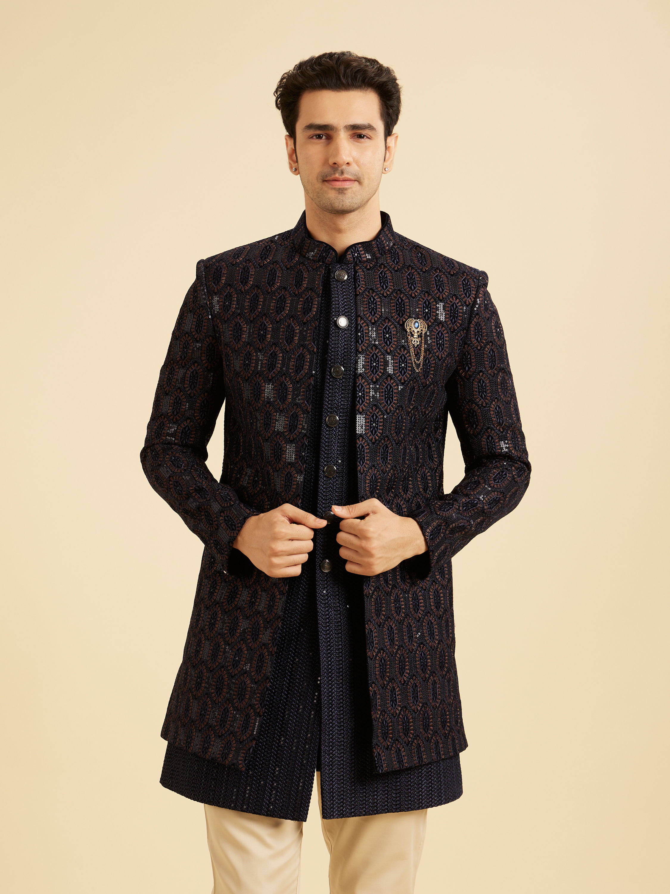 Manyavar Men Midnight Velvet Indo Western
