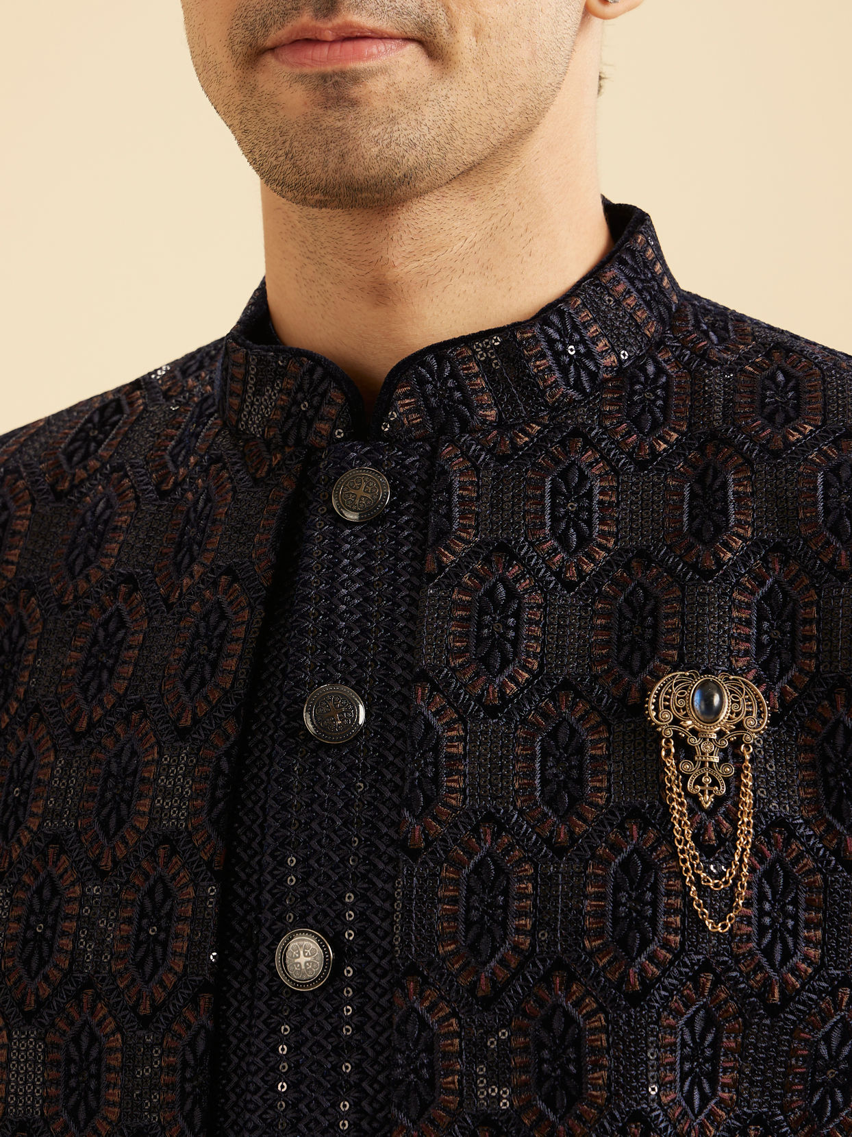 Manyavar Men Midnight Velvet Indo Western