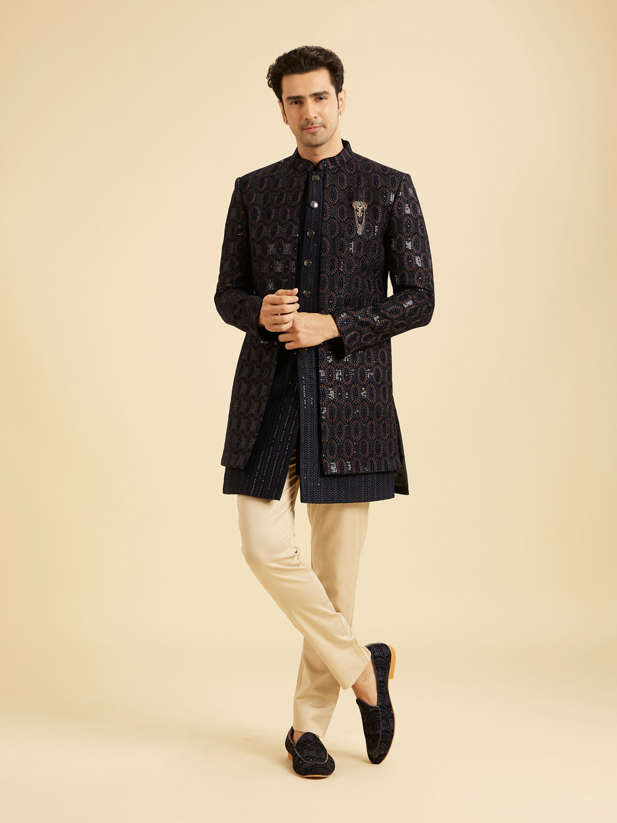 Manyavar Men Midnight Velvet Indo Western
