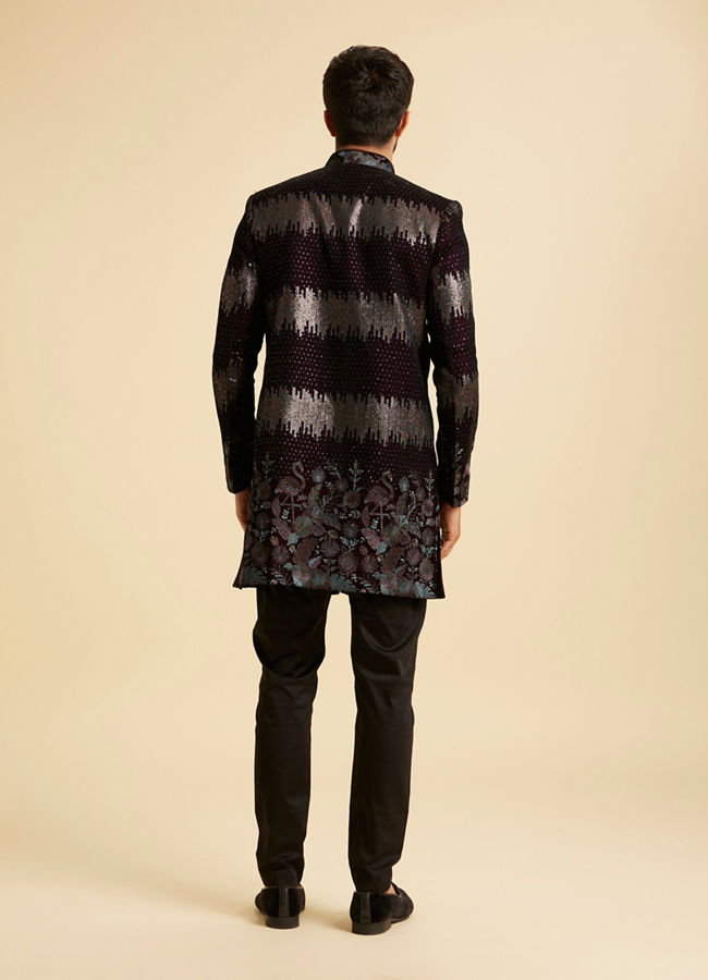 Manyavar Men Regal Wine Velvet Indo Western
