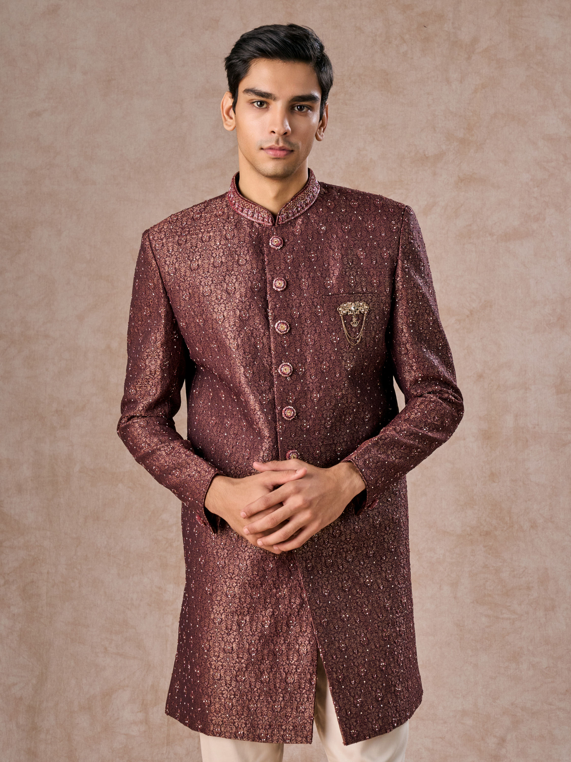 Manyavar Men Regal Radiance Brown Indo Western