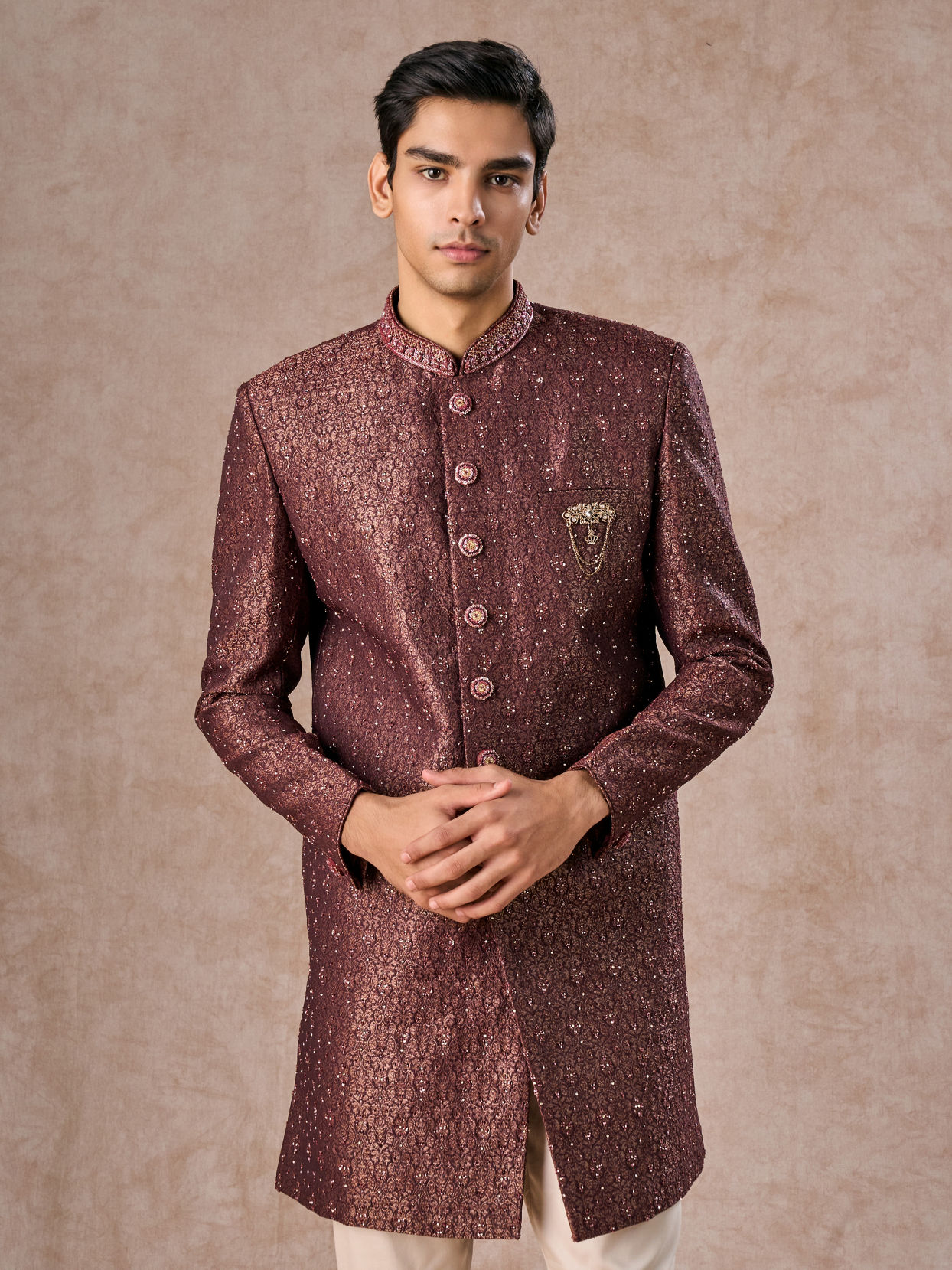 Manyavar Men Regal Radiance Brown Indo Western