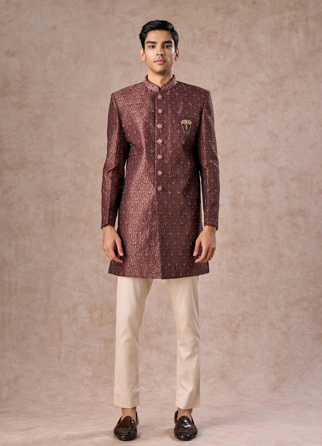 Manyavar Men Regal Radiance Brown Indo Western