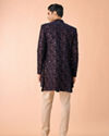 Manyavar Men Peacock Blue Velvet Radiance Indo Western
