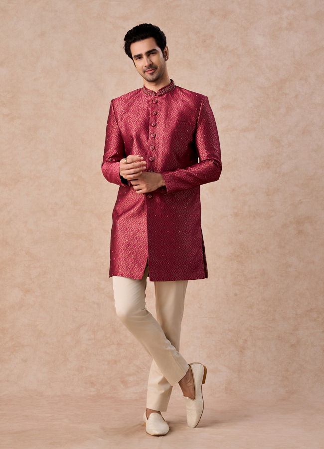 Manyavar Men Rani Pink Brilliance Indo Western