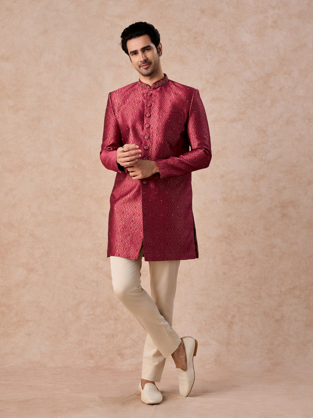 Manyavar Men Rani Pink Brilliance Indo Western