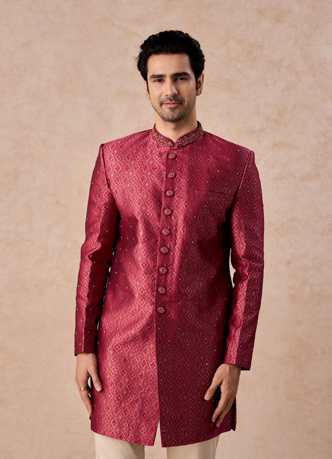 Manyavar Men Rani Pink Brilliance Indo Western