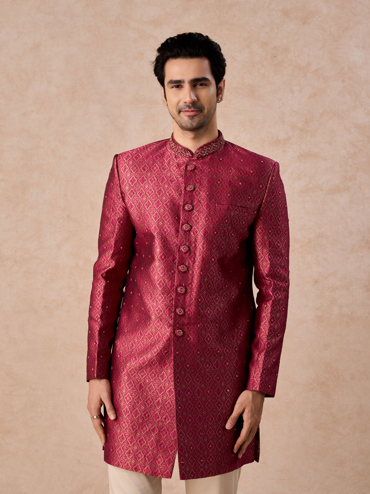 Manyavar Men Rani Pink Brilliance Indo Western