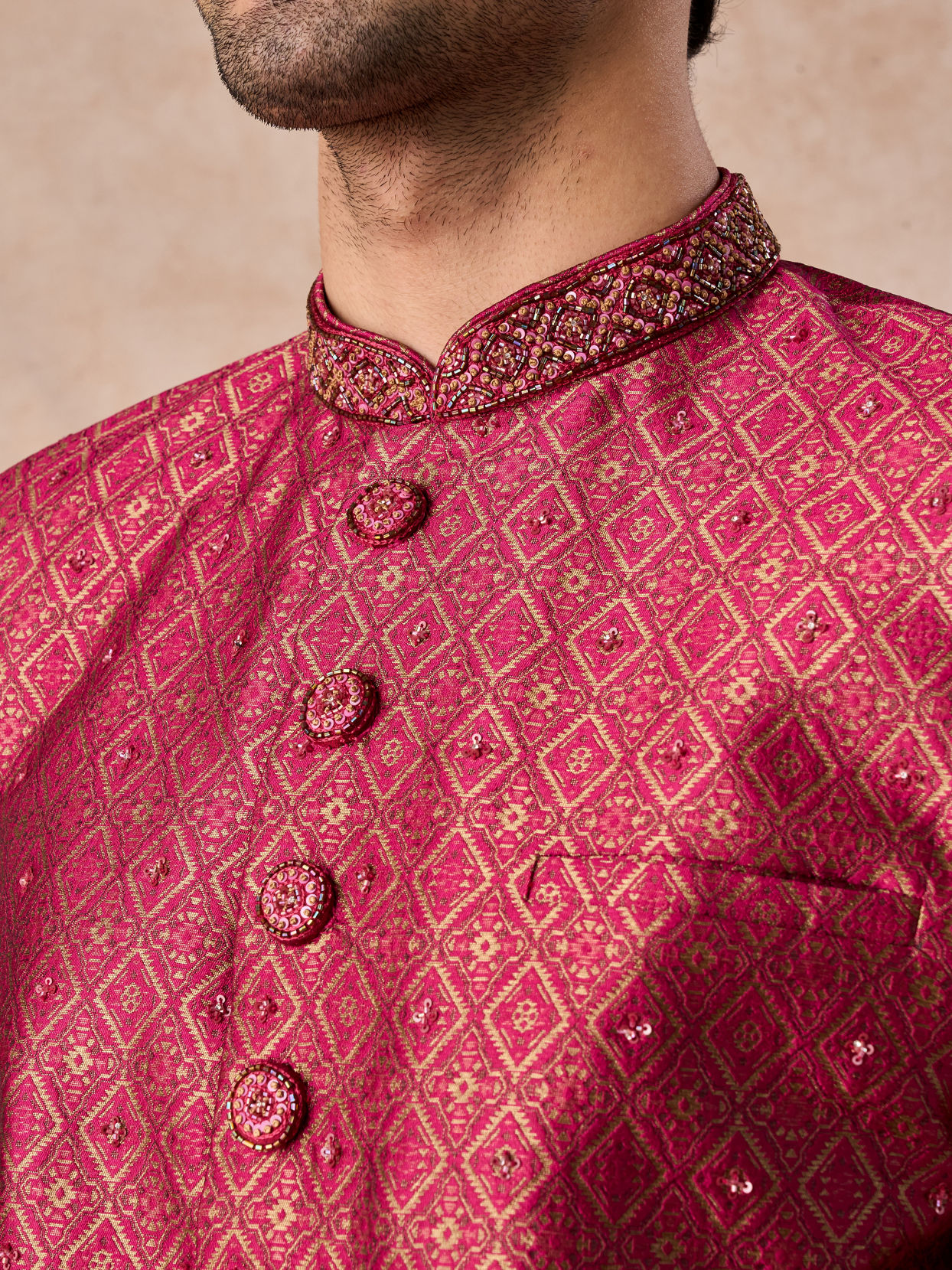Manyavar Men Rani Pink Brilliance Indo Western
