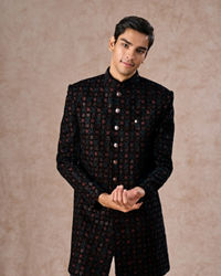 Manyavar Men Black Velvet Charm Indo Western
