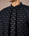 Manyavar Men Elegant Black Velvet Indo Western
