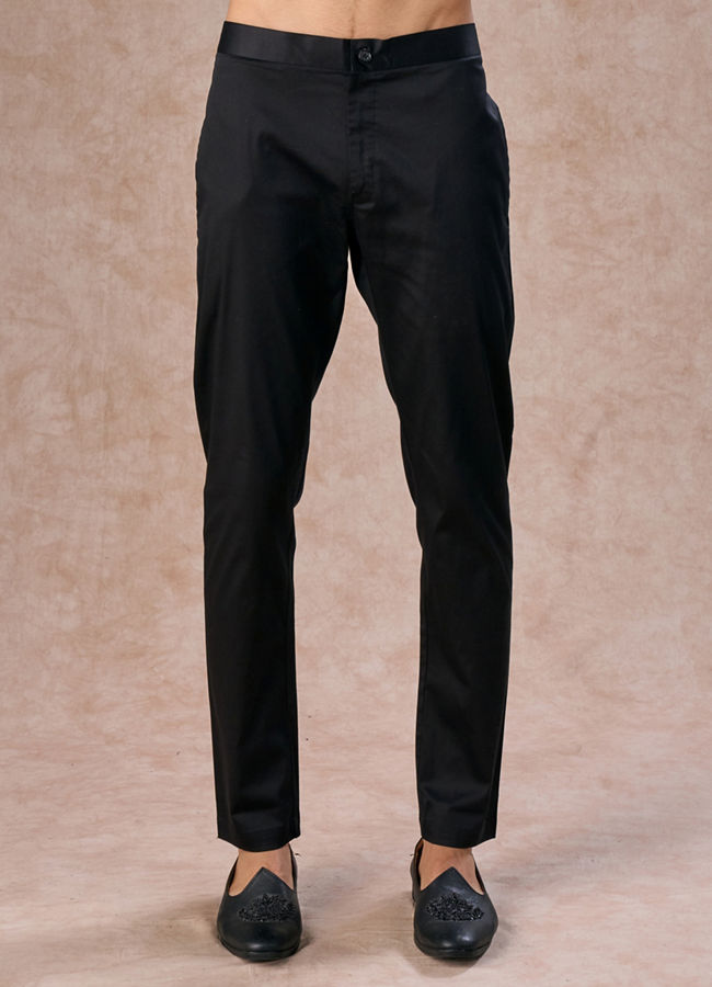 Manyavar Men Elegant Black Velvet Indo Western