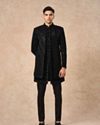 Manyavar Men Black Velvet Indo Western with Embroidery