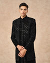 Manyavar Men Black Velvet Indo Western with Embroidery
