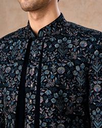 Manyavar Men Velvety Delight Dark Blue Indo Western