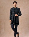 Manyavar Men Velvety Delight Dark Blue Indo Western