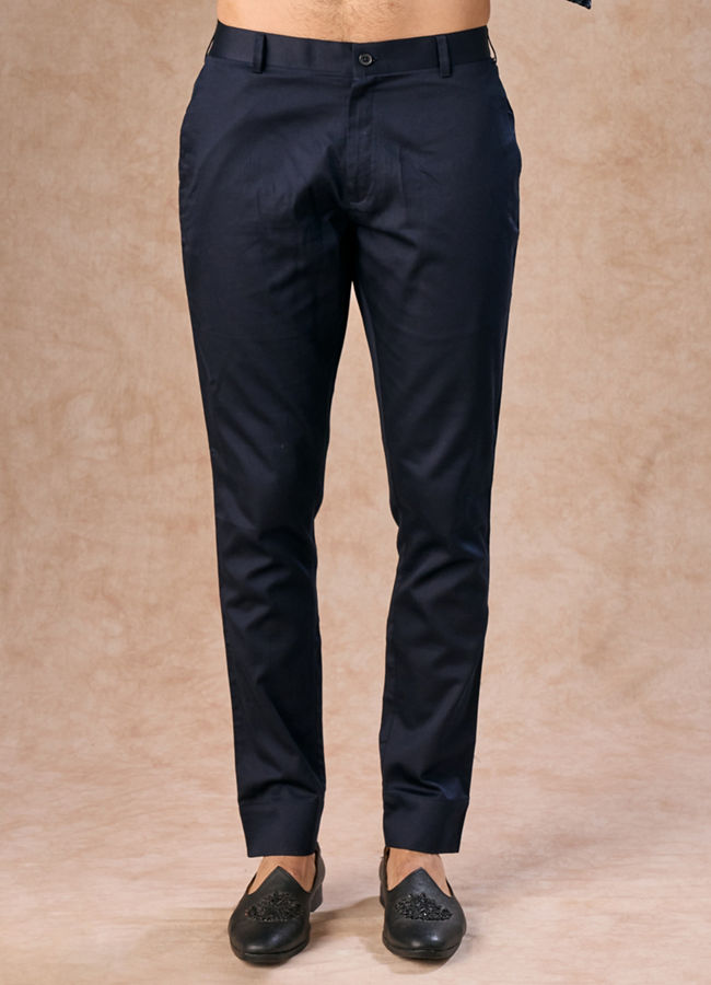 Manyavar Men Velvety Delight Dark Blue Indo Western