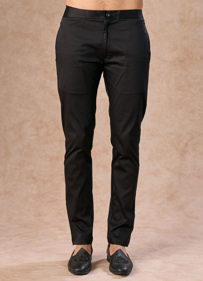 Manyavar Men Black Achkan Indo Western Set