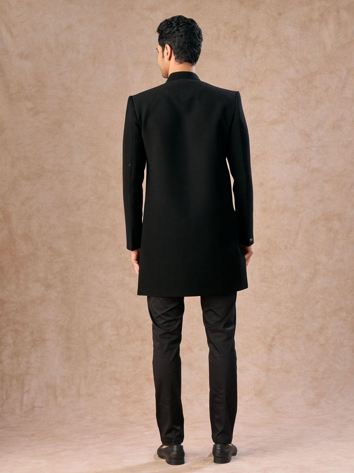 Manyavar Men Black Achkan Indo Western Set