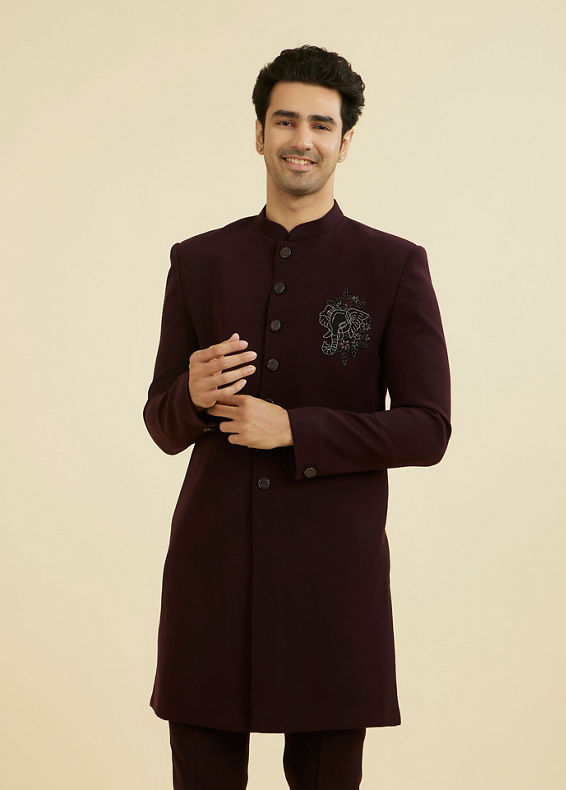 Manyavar Men Majestic Purple Elegance Indo Western