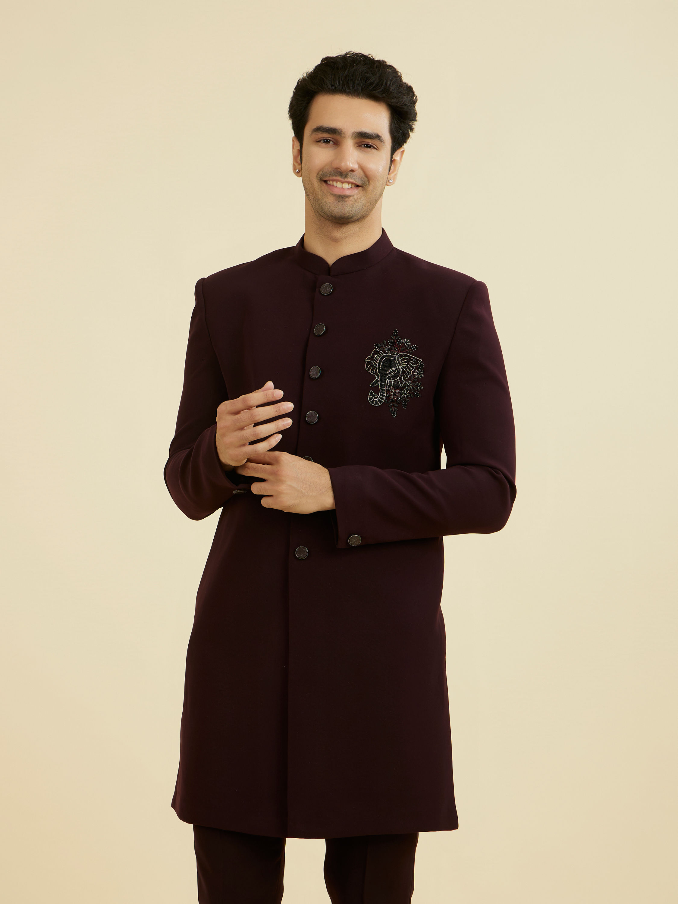 Manyavar Men Majestic Purple Elegance Indo Western