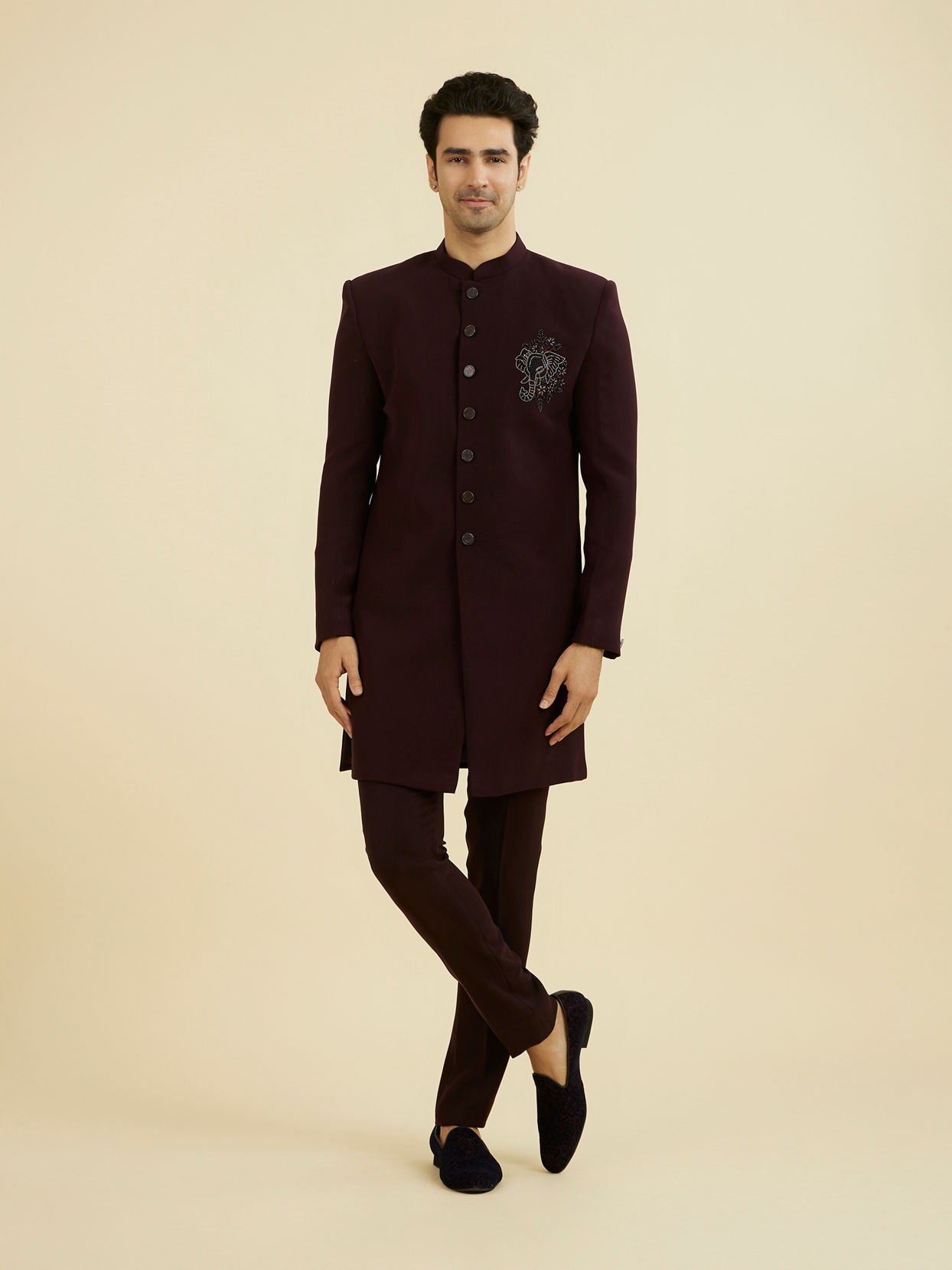 Manyavar Men Majestic Purple Elegance Indo Western