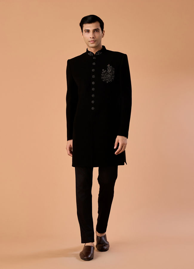 Manyavar Men Elegant Black Charm Indo Western