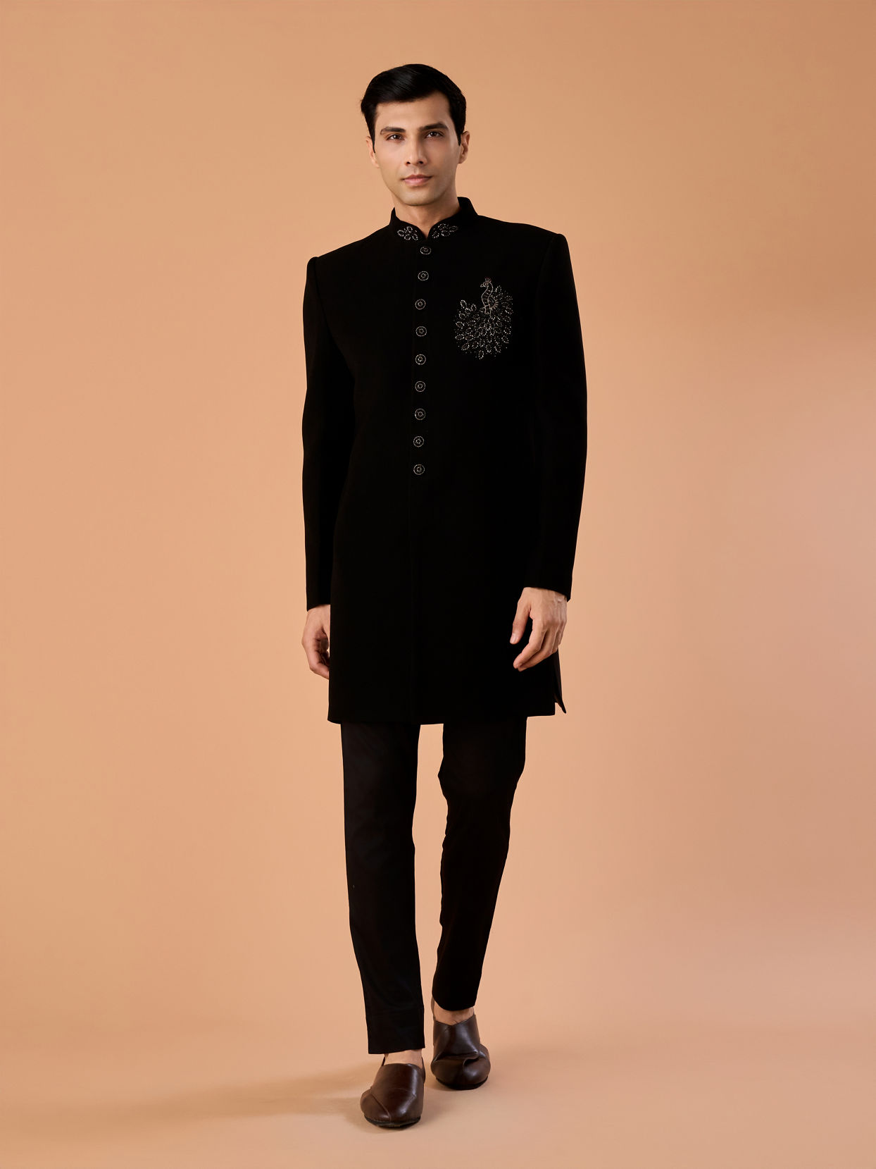 Manyavar Men Elegant Black Charm Indo Western
