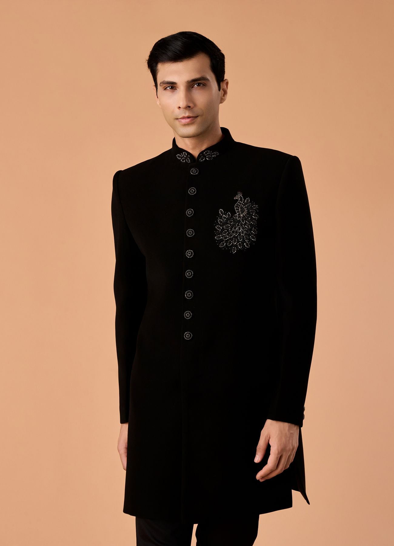 Manyavar Men Elegant Black Charm Indo Western